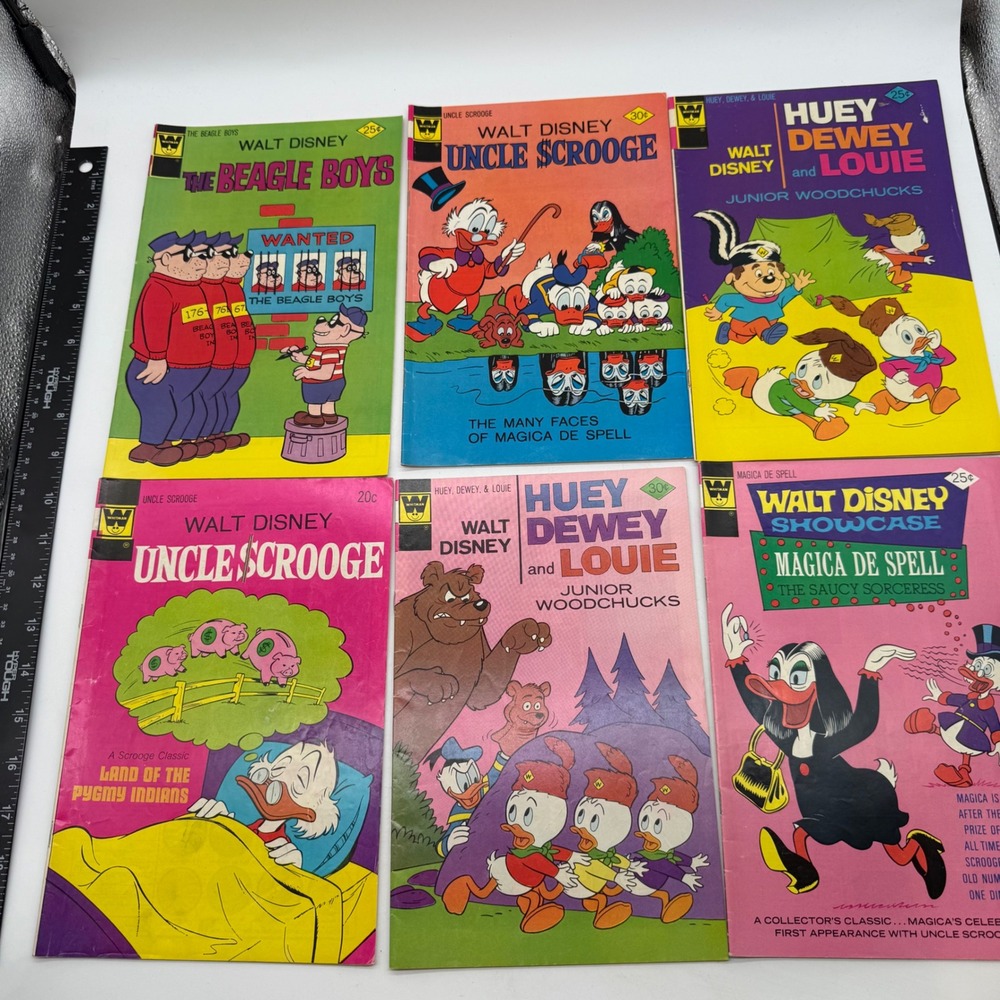Vintage Whitman Walt Disney Comic Book Lot Uncle Scrooge Beagle Boys Magica 6pc